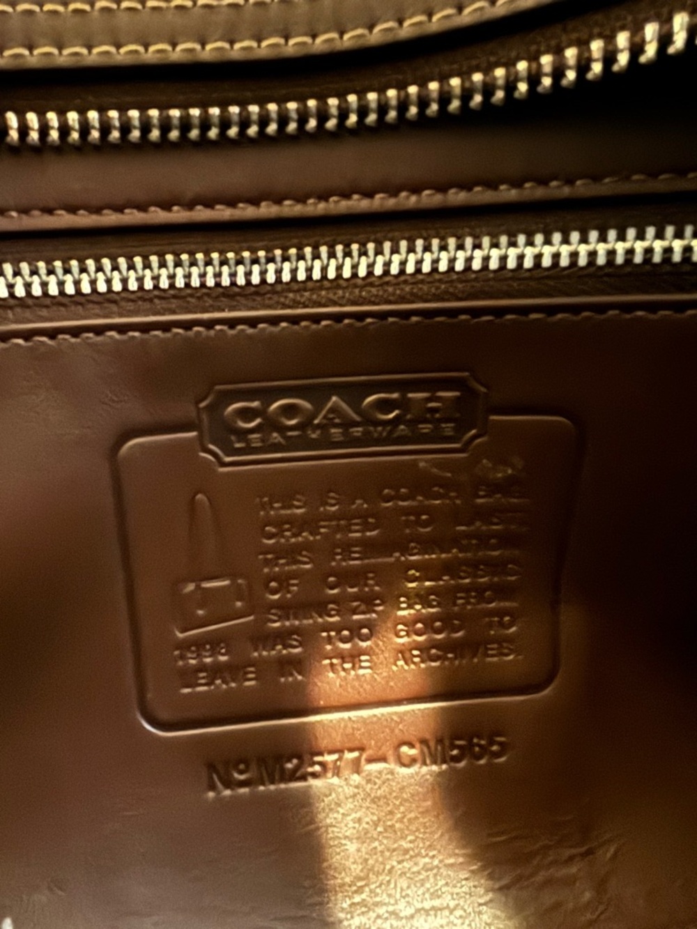 Coach Swing Zip Glovetanned Leather Shoulder Bag- Maple - Picture 9 of 11